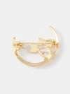 Xuhui brand exquisite copper plated with real gold and set with zircon, fashionable and versatile moon-shaped cat brooch Item Picture